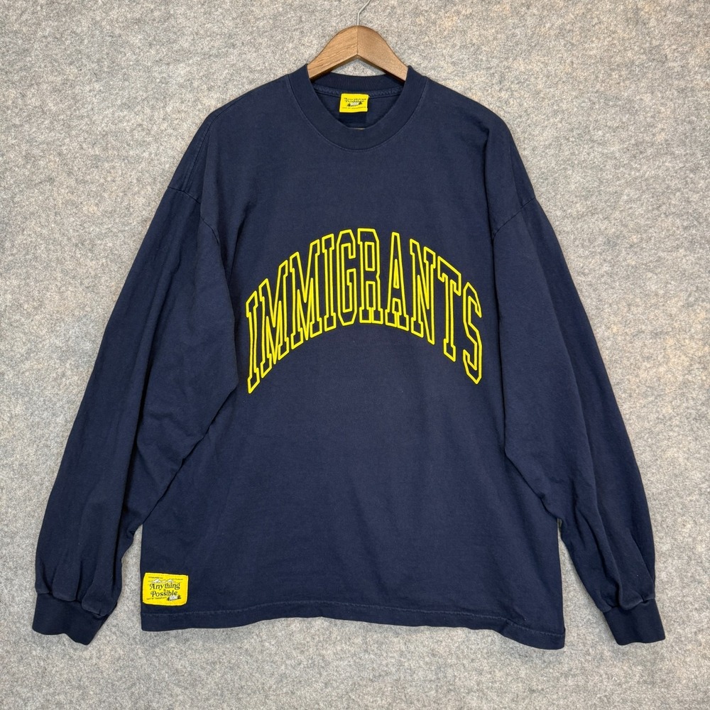 Kids of Immigrants Anything Is Possible T Shirt Mens 2X Navy Blue Long Sleeve